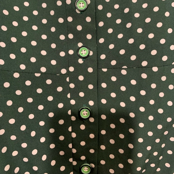 Green Polka Dot | Swing Midi Dress with Pockets and Tie Waist | Size S - Picture 8 of 8